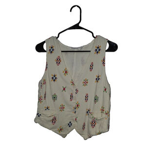 Midnight sky pattern vest sz M boho aztec festival summer